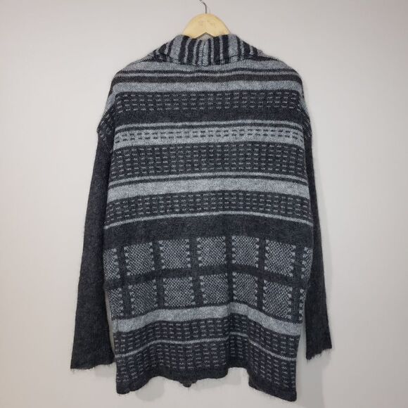 Olsen Large Size 14 Grey Long Sleeve Mohair Wool Long Line Cardigan - Picture 4 of 9